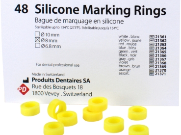 Anneaux silicone 8,0mm jaune 48p.