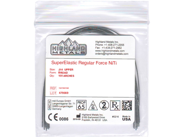 Nickel-titane SE (superélastique) HIGHLAND METALS, Broad, ROND