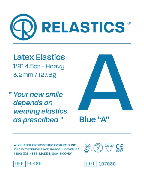Elastiques intra-oraux Relastics™, latex, Diamètre 1/8" = 3,2 mm